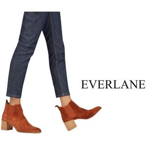 EVERLANE The Heel Boots Booties Rust Cognac Ankle Chelsea Italian Leather Suede